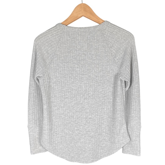 Chaser Shirt Womens Size Small Solid Gray Waffle Knit Button Long Sleeve Tee Top - Picture 3 of 9